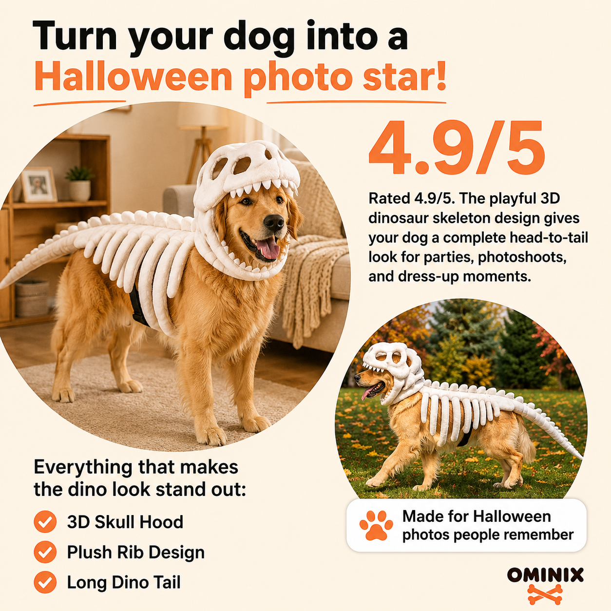 OMINIX™ Dinosaur Skeleton Dog Costume.